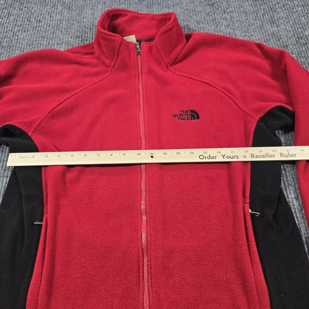 Vintage The‎ North Face Jacket Mens Medium Red Black Fleece Full Zip Hiking